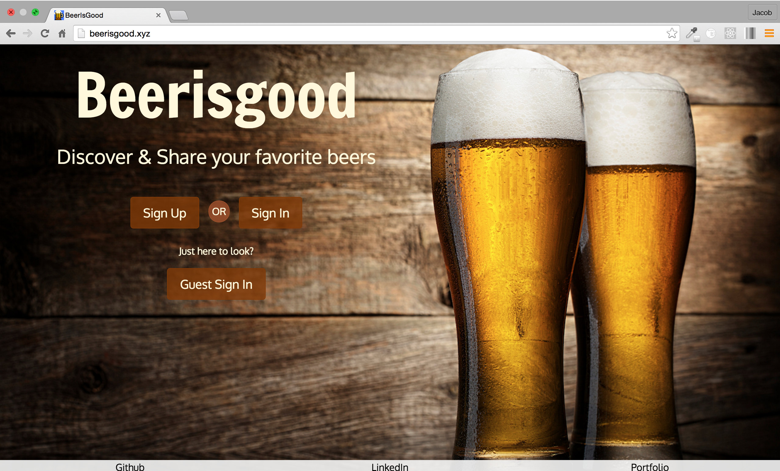 BeerIsGood landing page
